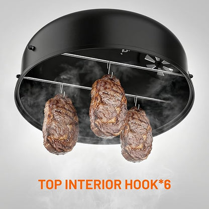 KEYO GRILL 18 Inch Vertical Charcoal Smoker, 3-in-1 Heavy Duty Outdoor BBQ Grill with Thermometer, Portable Camping Barbecue Grill for Garden Patio Beach Backyard