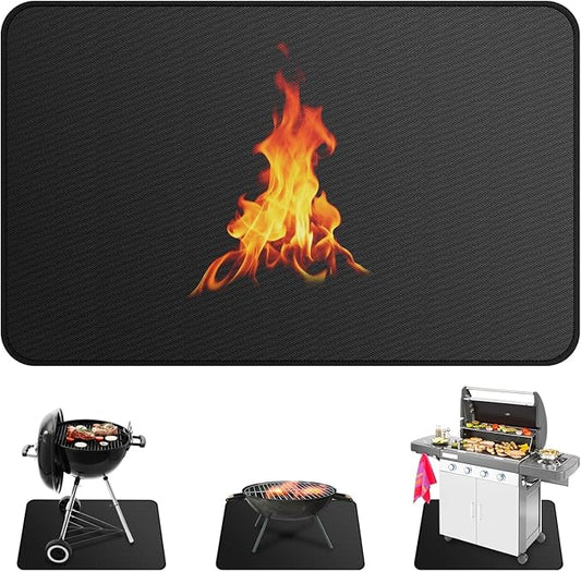 M METERXITY Under Grill Mat for Outdoor Grill, 47x29.5 Inch/ 120x75cm Rectangle Fireproof Fireplace Pad for Indoor Fire Pit, Oil-Proof Waterproof Decks & Patio BBQ Protector Mat