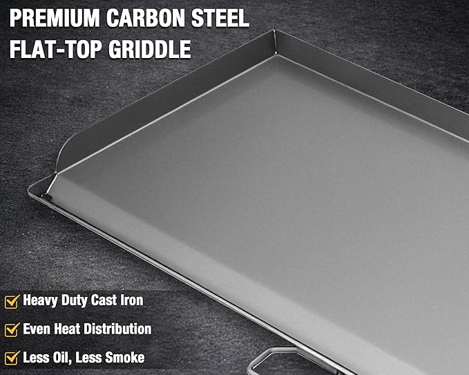 Hisencn Cast Iron Flat Top Fry Griddle for Camp Chef 3 Burner Stove, Griddle Top for Camp Chef Stove, GB90D, TB90LW, TB90, TB90LWG, TB90LWG15,SPG90B,CCH3,Portable Outdoor Stove Accessories,16 x 37 in