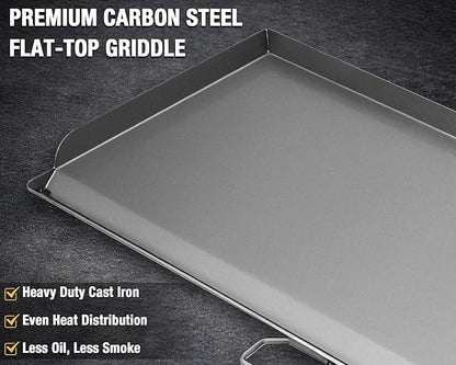 Hisencn Cast Iron Flat Top Fry Griddle for Camp Chef 3 Burner Stove, Griddle Top for Camp Chef Stove, GB90D, TB90LW, TB90, TB90LWG, TB90LWG15,SPG90B,CCH3,Portable Outdoor Stove Accessories,16 x 37 in