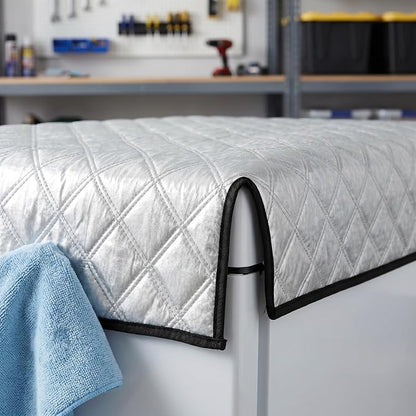 MAGICLULU Insulated Freezer Cover for Outdoor Chest Refrigerator, Aluminum Foil Thermal Blanket for Beverage Cooler, Waterproof Sun Protection Fridge Jacket, 50.3x39.3 Inches Silver Thermal Shield