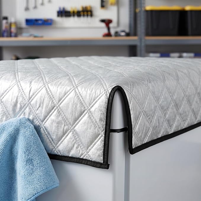 DECHOUS Freezer Top Cover: Waterproof Insulated Freezer Cover for Outdoor Chest Refrigerator 50x39 Inch Aluminum Foil Thermal Topper Blanket for Fridges Beverage Coolers