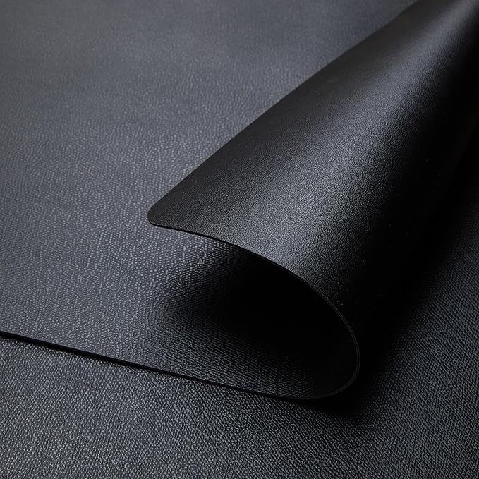 DOLOPL Black Placemats Set of 6-17"x11.8", Faux Leather Heat Resistant Table Placemat for Dining Table Protection, Waterproof Wipeable & Washable Kitchen Table Mats for Dining,Party,BBQ,Holiday