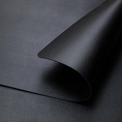 DOLOPL Black Placemats Set of 6-17"x11.8", Faux Leather Heat Resistant Table Placemat for Dining Table Protection, Waterproof Wipeable & Washable Kitchen Table Mats for Dining,Party,BBQ,Holiday