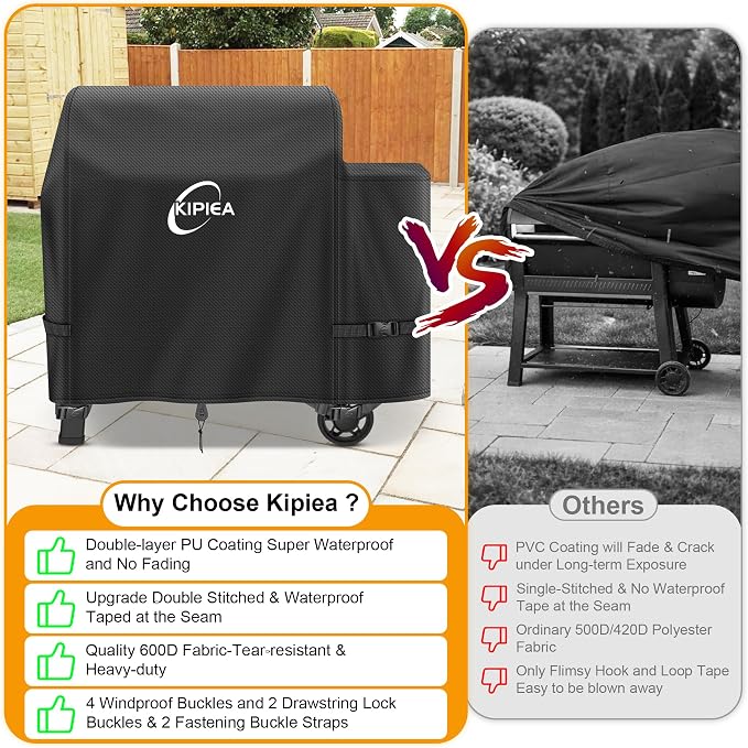 600D Pellet Grill Cover for Weber Searwood XL 600 & Smoque XL, Waterproof BBQ Smoker Cover, UV Resistant, No Tear, No Fading