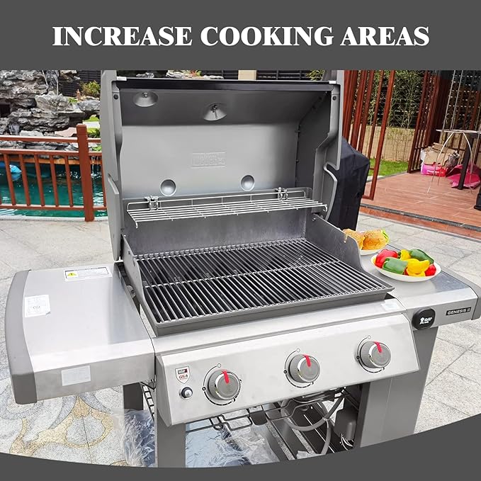 Uniflasy Stainless Steel Warming Rack Compatible with Weber Genesis II 300 Series, Replacement Upper Grill Rack for E-310 E-315 E-330 E-335 S-310 S-335 Gas Grills, Replaces 66044