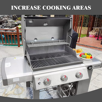 Uniflasy Stainless Steel Warming Rack Compatible with Weber Genesis II 300 Series, Replacement Upper Grill Rack for E-310 E-315 E-330 E-335 S-310 S-335 Gas Grills, Replaces 66044