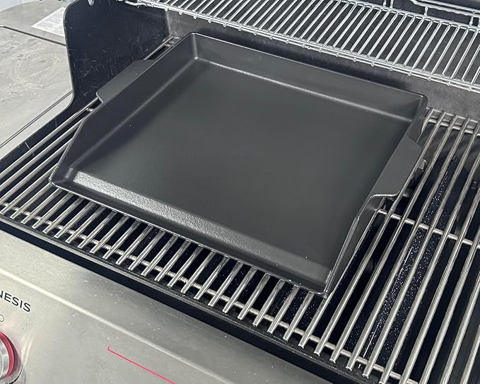 BBQ Future Universal Griddle for Gas Grill with spatula set, 18" x 14" Nonstick Cast Iron Outdoor Gas Grill Griddle Insert, Large BBQ Flat Top Plate fits Electric/Stove Accessories