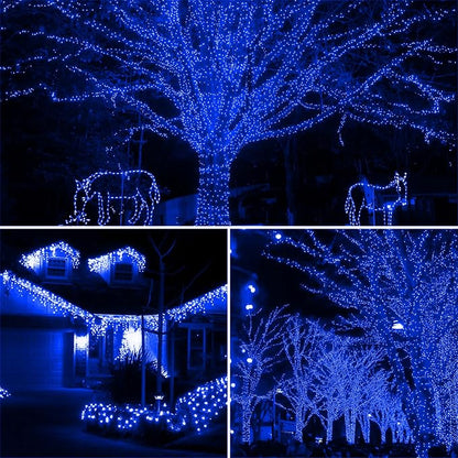 105FT 300 LED Christmas String Lights, End to End Plug 8 Modes | Christmas Lights UL Certified Outdoor Indoor Fairy Light Christmas Tree, Patio, Garden, Party, Holiday (Blue)