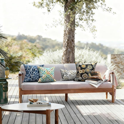 LVTXIII Outdoor Pillow Covers 20x20 Inch, 2 Pack Large Square Throw Pillow Cases, Fade-Resistant Cushion Covers for Patio Furniture Sofa, Garden Porch, Black Yellow Crosby