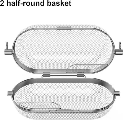 Rotisserie Grill Basket for Napoleon Grill 64000 BBQ Accessories Fit Most Spit Rods of Grills Rotisserie, Stainless Steel
