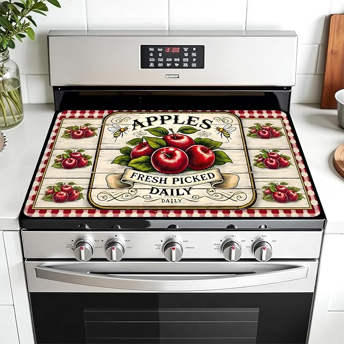 Multi-Design Stove Cover for Glass/Electric Stoves - 3-in-1 Heat-Resistant Protector Mat, Non-Slip Drying Rack 28"x20"