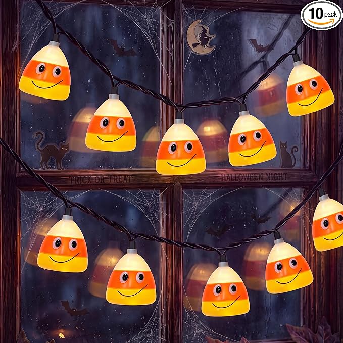 8.5FT Corn Husks Halloween String Lights, 10 LED Fall Harvest Decor Plug in | Shatterproof & Waterproof, Connect End-to-end, 2700K Warm White Glow, UL certified for Home Patio Yard Party Halloween Decor