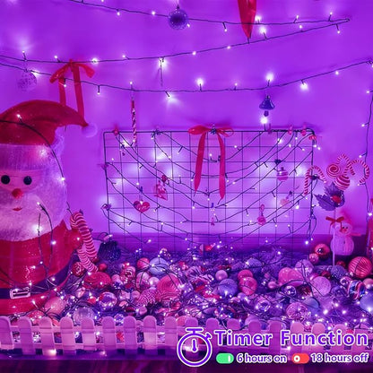YEGUO 165ft 500 LED String Lights Outdoor Waterproof, Purple Christmas Lights Plug in, Twinkle Christmas Tree Lights Indoor with Timer Memory 8 Modes