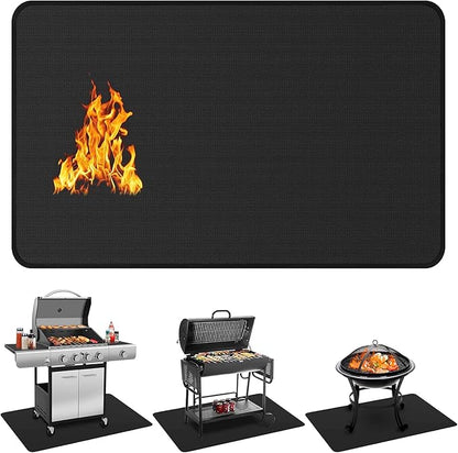Protebox 65 x 39 inch Under Grill Mats for Outdoor Grill, Double-Sided Fireproof Deck and Patio Protector Mat, Waterproof Oil-Proof BBQ Floor Pad Indoor Fire Pit Fireplace Mat (0.9mm)