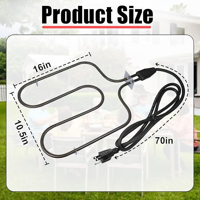 116-7000-0 Electric Heating Element, 1500W 120V Replacement for Brinkmann Gourmet Electric Smoker, Universal Outdoor Smoker and Grill Heating Part with Thermostat