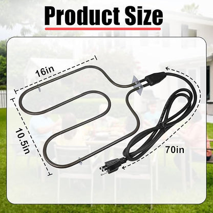 116-7000-0 Electric Heating Element, 1500W 120V Replacement for Brinkmann Gourmet Electric Smoker, Universal Outdoor Smoker and Grill Heating Part with Thermostat