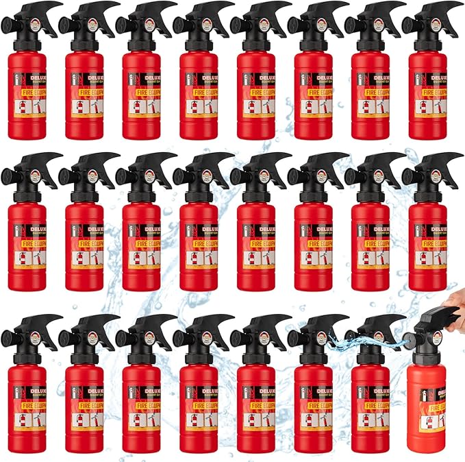 Leitee 24 Pcs Fire Extinguisher Squirter Toys Realistic Firefighter Water Squirt Toy Fun Fireman Squirter for Boy Girl Swimming Pool Beach Party Outdoor Water Fighting Play Cosplay (7X 1.9 Inch)