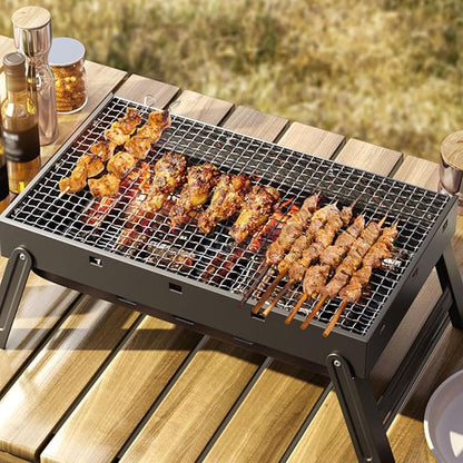 BBQ Barbecue Grill, Portable BBQ Folding Charcoal Barbecue Grill, with Baking Net, for Outdoor Backyard Cooking Camping Hiking, Picnics Trip,35x27x20cm