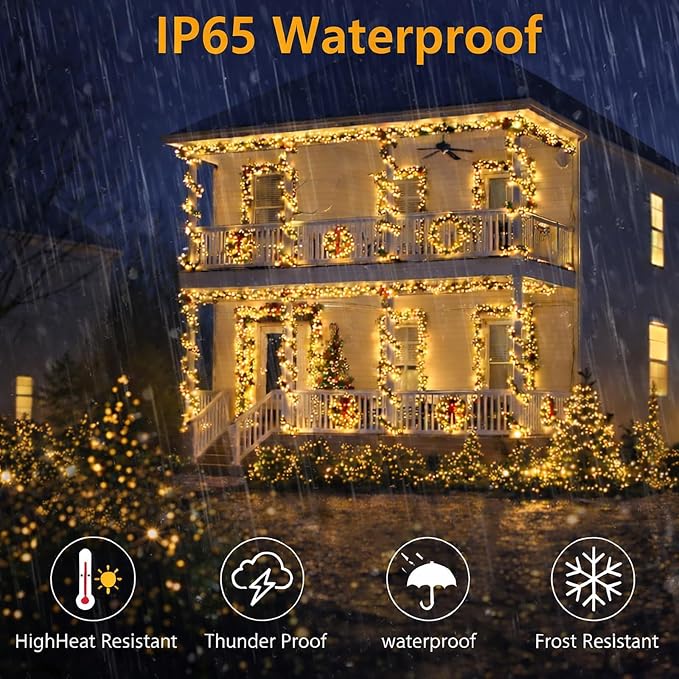 SyouHome 400 LED 132ft Solar String Lights Outdoor, 2 Pack, Warm White | 8 Lighting Modes, Auto On/Off, Waterproof Solar Fairy Lights, Twinkle Lights for Garden, Tree, Wedding, Party Decor