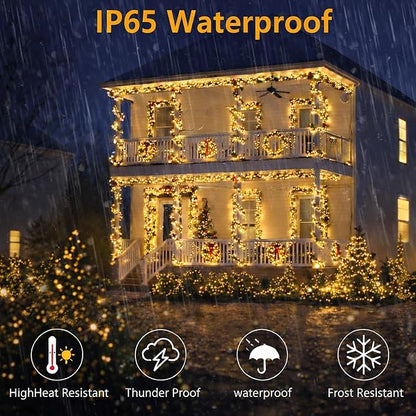 SyouHome 400 LED 132ft Solar String Lights Outdoor, 2 Pack, Warm White | 8 Lighting Modes, Auto On/Off, Waterproof Solar Fairy Lights, Twinkle Lights for Garden, Tree, Wedding, Party Decor