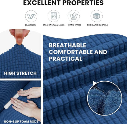 LURKA Stretch Chair Cover for Sofa, 1 Piece Armchair Slipcover, Royal Blue | Soft Stretch Jacquard, Fits 31"-55" Armchairs, Elastic Bottom for Secure Fit, Machine Washable, Pet & Kid Friendly