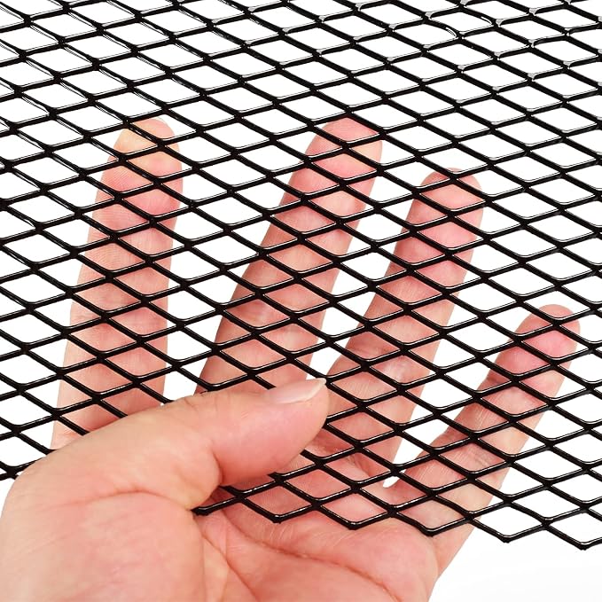 AggAuto Universal 40"x13" Car Grill Mesh 10x20mm Rhombic Hole Black | Aluminum Alloy Automotive Grille Insert Bumper, One of the Most Multifunctional Shape Grids 100x33cm