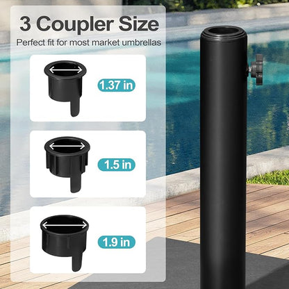 Patio Umbrella Base with Wheels, 43lbs Outdoor Umbrella Stand | With 2 Wheels, Square Heavy Duty Base, Suitable for 6-12FT Most Market Umbrella, for Deck, Lawn, Poolside