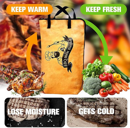 BBQ Blanket for Resting Meat - Insulated Smoked Meat Resting Bag for Brisket & Pork, Reusable BBQ Accessory, Great Gift for Men, Dad, Husband for Father’s Day, Birthday, Christmas