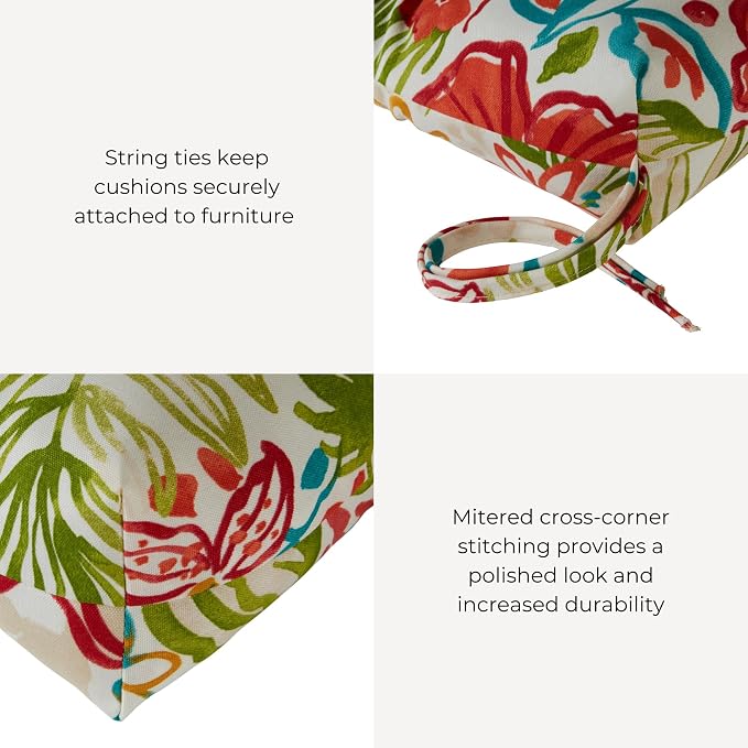 Outdoor Tufted High-Back Chair Cushions, One-Piece Hinged Seat and Back Design, Reversible with 4 Ties, Durable Polyester Fabric, Recycled Fiber Fill - Single, Breeze Floral