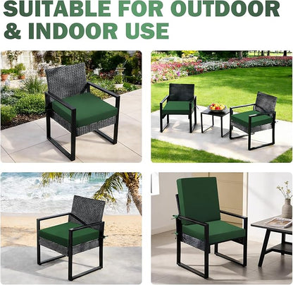 Outdoor Chair Cushions Set of 4, 19x19x3Inch Waterproof & Fade Resistant Patio Furniture Seat Cushions with Ties, Square Outdoor Dining Chair Cushions for Lawn, Garden, Deck&Yard, Forest Green