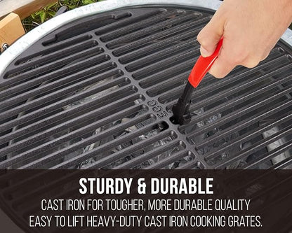 Universal Grill Grate Lifter Tool - Hot Surfaces Handling Cooking Grid Lifter Gripper with Non-Slip and Anti-scalding Coating Handle fits Most Heavy-Duty Cast Iron and Stainless Grates