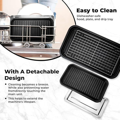 Pukomc Electric Indoor Grill,2 in 1 Indoor Grills for Kitchen | Grill Net & Non-Stick Cooking Removable Plate, Temperature Control, Dishwasher Safe, 1800W Large Smokeless