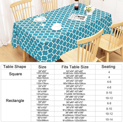 Smiry Rectangle Table Cloth Cover, Waterproof Vinyl Tablecloth with Flannel Backing for Rectangle Tables, Wipeable Spillproof Plastic Tablecloths for Dining, Camping and Indoor (60"x84", Teal)