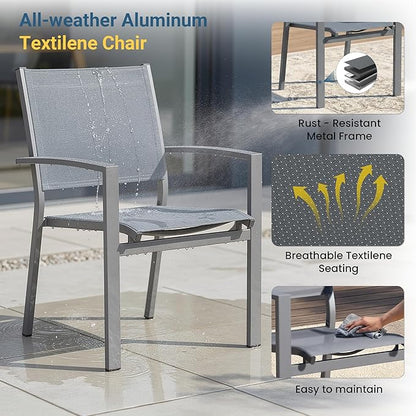 Heavy-Duty Metal Patio Chairs Set of 6, Outdoor Patio Chairs with Breathable Quick-Drying Textilene, Outdoor Chair with 110° Ergonomic High Backrest for Porch, Patio, Garden, Deck, Backyard