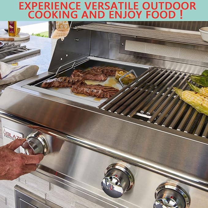 Half Size Griddle Insert for Blaze Grills 3, 4, 5 Burner Natural Grill, Flat Top Griddle Plate for Summerset Sizzler 32" & 40" and AOG 24'' T Series, RCS 32" Grill, 17.9''L x 14.5''W,Stainless Steel