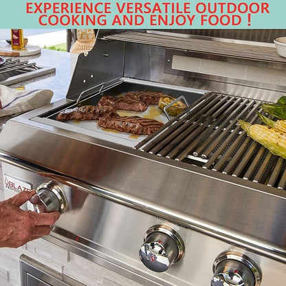 Half Size Griddle Insert for Blaze Grills 3, 4, 5 Burner Natural Grill, Flat Top Griddle Plate for Summerset Sizzler 32" & 40" and AOG 24'' T Series, RCS 32" Grill, 17.9''L x 14.5''W,Stainless Steel