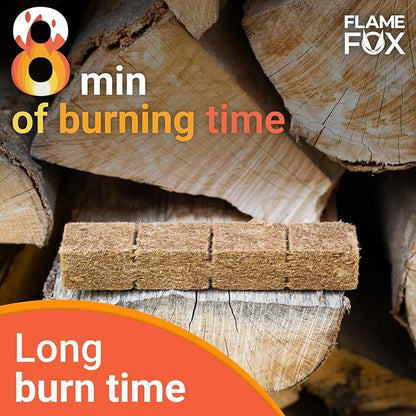 FlameFox Fire Starter Cubes 320 pcs - Quick Natural Fire Starters for Campfires, BBQ Grill, Fireplace, Fire Pit, Wood Stove, Charcoal & Kindling - Odorless, Waterproof, Long Burning Squares