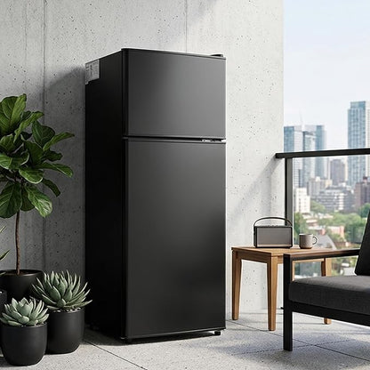 3.2 Cu.Ft Mini Fridge with Freezer, 2 Door Small Refrigerator with Adjustable Thermostat Energy-efficient Low Noise, Compact Fridge for Bedroom, Office, Dorm, Matte Black