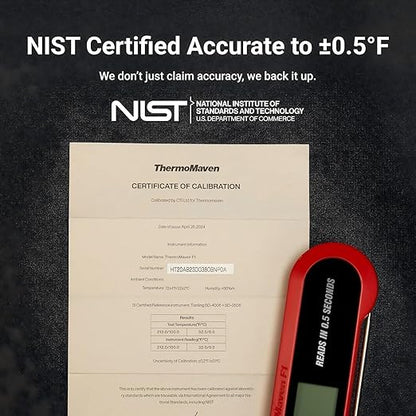 Professional 3X Faster 0.5sec Instant Read Meat Thermometer Digital, High Accuracy ±0.5°F, IP67 Waterproof, Auto Wake/Sleep & Rotate Display, NSF & NIST Certified, Backlight Fry Oil Candy Thermometer
