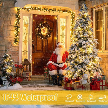 4 Pack Battery Operated Christmas Lights, 50 LEDs 16.5ft Battery Powered String Lights Indoor Outdoor, Green Wire Warm White Twinkle Lights for Wreath Yard Garden Christmas Tree Decorations
