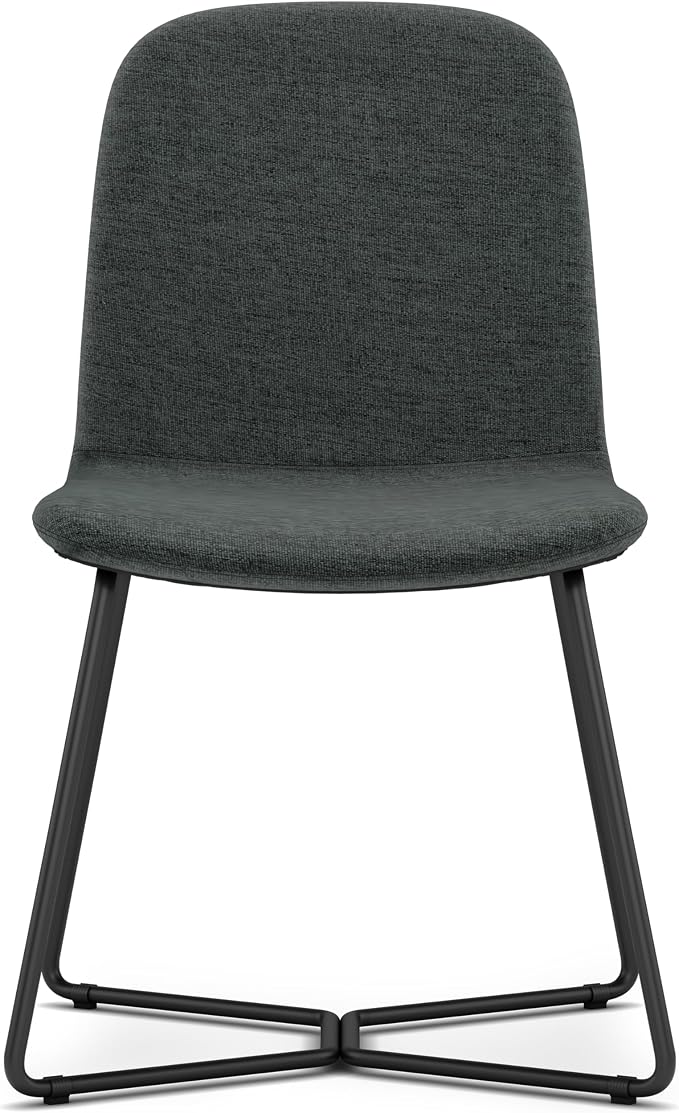 SIMPLIHOME Wilcox Contemporary Dining Chair (Set of 2) in Charcoal Grey Woven Fabric for the Dining Room