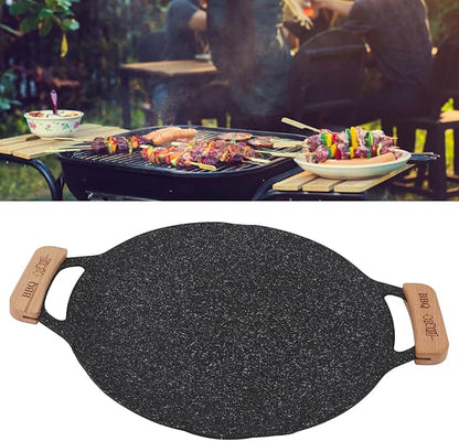 gernie Korean BBQ Grill Pan, Nonstick Round Griddle Grill Pan, Portable Round Cast Iron Skillet with Handle, Multifunctional Stove Plate for Meats, Pancakes, Korean Grill Pan for, gernief9w01iphkm-13