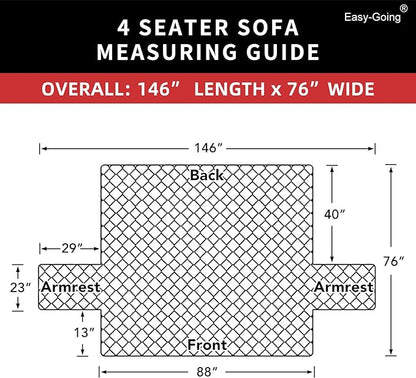 Easy-Going Reversible Couch Cover, 4 Seater Sofa, XX-Large Sofa, Pink/Beige | Machine Washable Slipcover For Dogs, Water Resistant Furniture Mat For Living Room, Non-Slip Sofa Cover, Pet Friendly