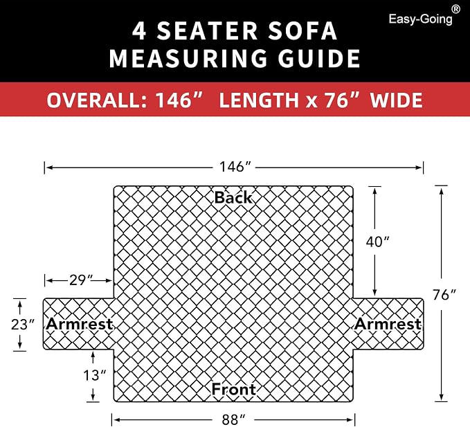 Easy-Going Reversible Couch Cover, 4 Seater Sofa, Black/Beige | XX-Large Sofa, Washable Slipcover For Dogs, Water Resistant Mat, Living Room, Non-Slip Sofa Cover, Pet Friendly