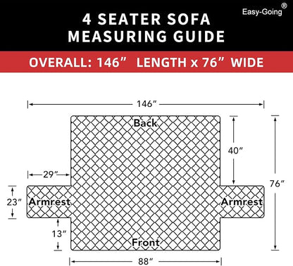 Easy-Going Reversible Couch Cover, 4 Seater Sofa, Christmas Red/Ivory | XX-Large Sofa, Washable Slipcover For Dogs, Water Resistant Mat, Living Room, Non-Slip Sofa Cover, Pet Friendly