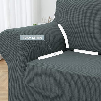 LURKA Stretch Oversized Sofa Slipcovers 1 Piece Couch Covers for 3 Cushion Couch Sofa Furniture Protector Full Sofa Covers with Elastic Bottom for Kids and Pet (X-Large, Grey)