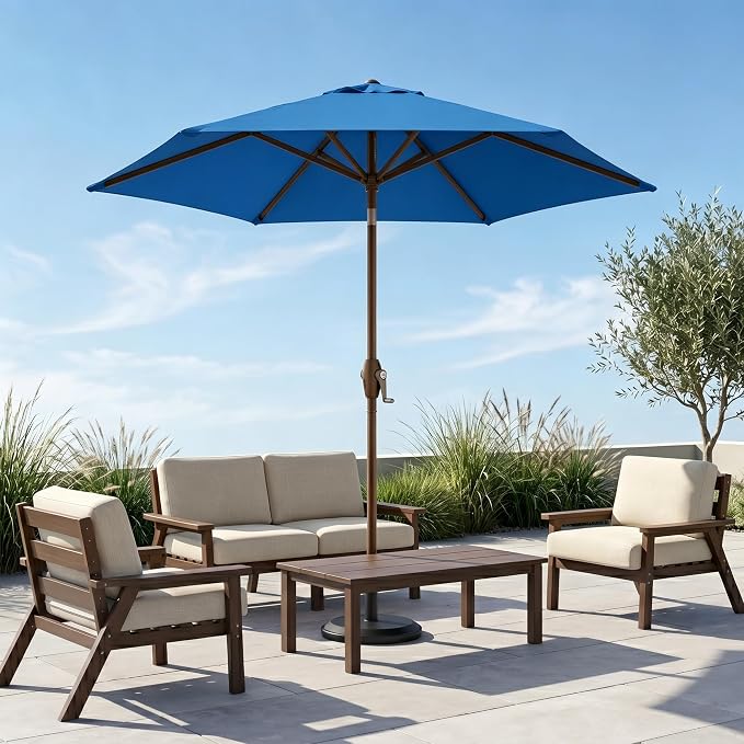 7.5ft Patio Umbrella, Outdoor Table Market Umbrella with Smooth Crank Lift, 6 Windproof Fiberglass Ribs, UPF50+ UV Protection for Deck, Pool, Garden and Backyard