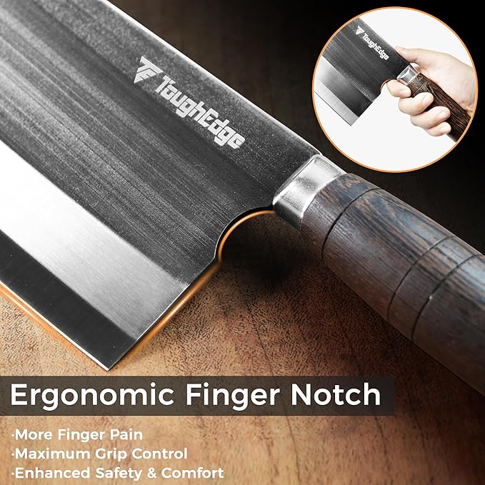 Meat Cleaver Knife, Forged 7.67" Bone Chopper, 5.6mm Thick Blade, All-in-One Chop & Slice Knife with Wenge Wood Handle for Home Kitchen & BBQ