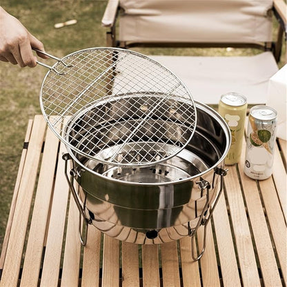 Charcoal Grills Outdoor Folding Barbecue Grill for Camping Portable Barbecue Grill Detachable Grill Round Charcoal Patio Grill Outdoor Grill